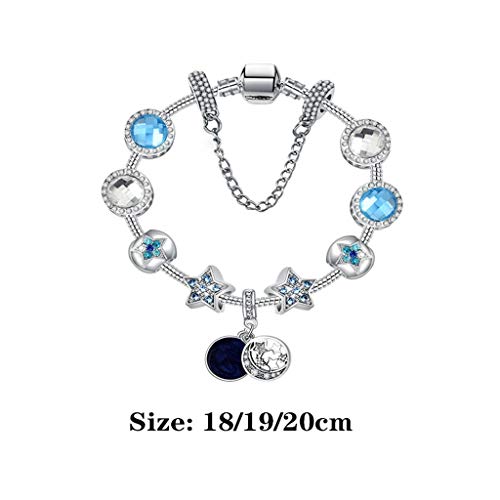 MGMDIAN Brillante Pulsera de Opal Estrella, joyería Creativa de Bricolaje para Mujer Ebay Personalidad Estrella Colgante de aleación y Pulsera de Diamantes (Size : 19cm)