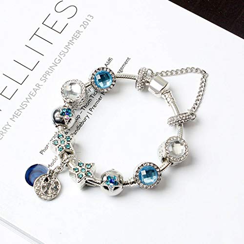 MGMDIAN Brillante Pulsera de Opal Estrella, joyería Creativa de Bricolaje para Mujer Ebay Personalidad Estrella Colgante de aleación y Pulsera de Diamantes (Size : 19cm)