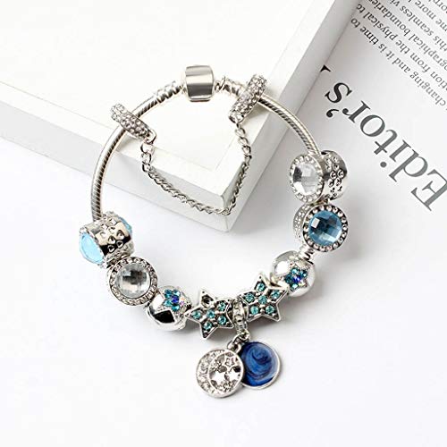 MGMDIAN Brillante Pulsera de Opal Estrella, joyería Creativa de Bricolaje para Mujer Ebay Personalidad Estrella Colgante de aleación y Pulsera de Diamantes (Size : 19cm)