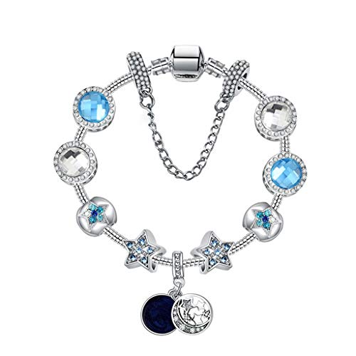 MGMDIAN Brillante Pulsera de Opal Estrella, joyería Creativa de Bricolaje para Mujer Ebay Personalidad Estrella Colgante de aleación y Pulsera de Diamantes (Size : 19cm)