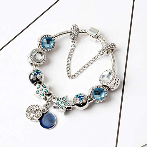 MGMDIAN Brillante Pulsera de Opal Estrella, joyería Creativa de Bricolaje para Mujer Ebay Personalidad Estrella Colgante de aleación y Pulsera de Diamantes (Size : 19cm)