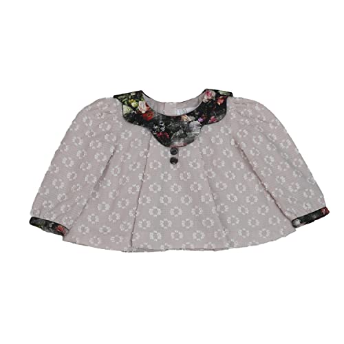 MI HIJA Y YO Conjunto Blusa mangas largas, braga cubrepañal y capota Niña 6-9 meses Hecho a Mano COLECCIÓN CARLIN