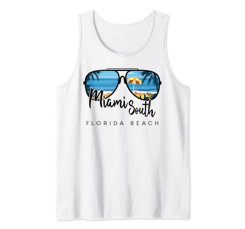 Miami South Beach Florida Palm Tree Gafas de sol recuerdo Camiseta sin Mangas