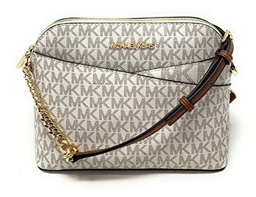 Michael Kors Jet Set Medium Crossbody Leather Handbag (VANILLA)