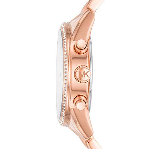 Michael Kors Reloj para Mujer RITZ, Caja de 37 mm, Movimiento Cronógrafo de Cuarzo, Correa de Acero Inoxidable, Oro Rosa