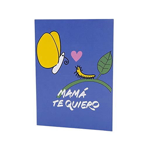 Milimetrado Postal de Felicitación - Mamá, Te quiero - Tarjeta de felicitación, felicitación de cumpleaños y para el Día de la Madre, Azul con ilustración, 10,2 x 14,5 cm