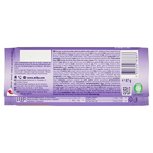 Milka Chocolate con Leche Cubierta de Crujiente Galleta, 87g