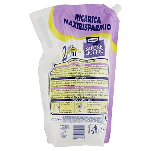 Milmil Jabón líquido Talco e Iris, recarga universal, 2000 ml