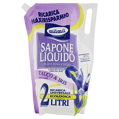 Milmil Jabón líquido Talco e Iris, recarga universal, 2000 ml