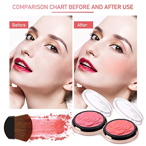 Mimore Maquillaje colorete monocromático mate, rubor en polvo suave de color de larga duración, rubor en polvo Sculpt Rose, brocha en polvo para rubor en polvo microfino y espejo incluidos(02)