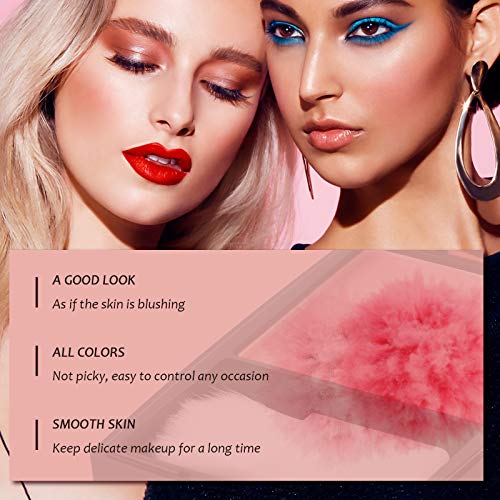 Mimore Rubor Monocromo Maquillaje colorete mate,Paleta de colorete de mejillas de contorno sedoso cosmético profesional,Colorete mate de larga duración Con brocha y espejo de maquillaje