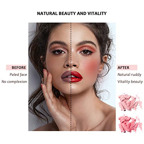 Mimore Rubor Monocromo Maquillaje colorete mate,Paleta de colorete de mejillas de contorno sedoso cosmético profesional,Colorete mate de larga duración Con brocha y espejo de maquillaje