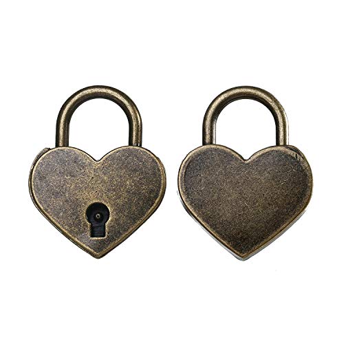 Mini candado antiguo en forma de corazón vintage de 2 piezas con juego de llaves de 4 piezas,nostalgia Candado pequeño de corazón antiguo estilo para regalo de fiesta bloqueo de amor diario decoración