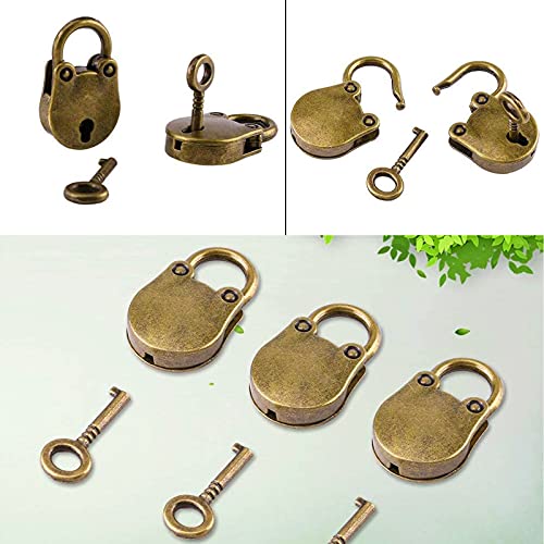 Mini Juego De Candado Candado Pequeño Con Llave Mini Candado Vintage Antiguo Candado En Bronce Antiguo Para Joyero De Equipaje Pequeño, Bolsa De Diario, Decoración De 4 Piezas
