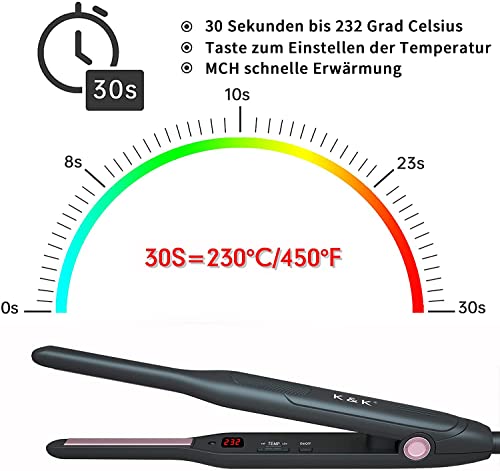 Mini plancha para el pelo rizada y recta, 2 en 1, efecto rizado, ondas suaves o cabello liso, cerámica, temperatura ajustable de 50 a 232 grados, plancha alisadora para cabello con flecos