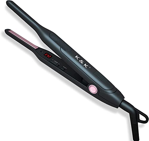 Mini plancha para el pelo rizada y recta, 2 en 1, efecto rizado, ondas suaves o cabello liso, cerámica, temperatura ajustable de 50 a 232 grados, plancha alisadora para cabello con flecos