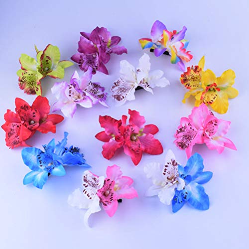 Minkissy 12 Piezas Pinzas para El Cabello de Flores Orquídeas Horquillas Tocado Accesorios para El Cabello Pinza para El Cabello para Mujeres Novia (Colores Mezclados)
