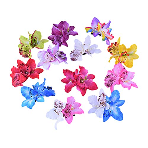 Minkissy 12 Piezas Pinzas para El Cabello de Flores Orquídeas Horquillas Tocado Accesorios para El Cabello Pinza para El Cabello para Mujeres Novia (Colores Mezclados)