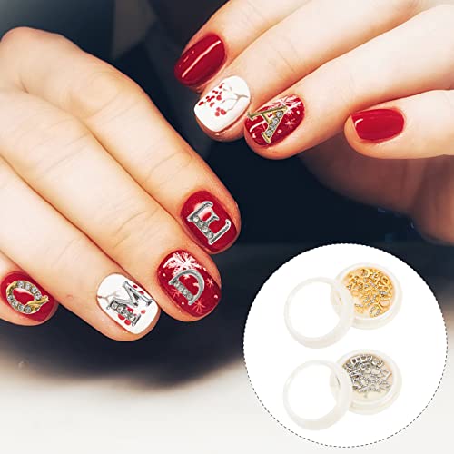 Minkissy 2 Cajas Crystal Letra Charms Nail Art Charms Manicure Diamonds 3D Nail Charms