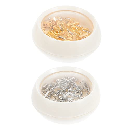 Minkissy 2 Cajas Crystal Letra Charms Nail Art Charms Manicure Diamonds 3D Nail Charms