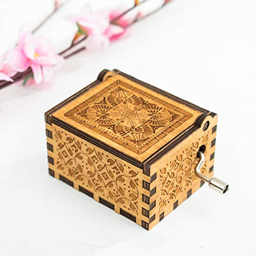 MINSOTO Caja de música de Madera Tallada a Mano, diseño de la Leyenda de Zelda ((B) Madera)