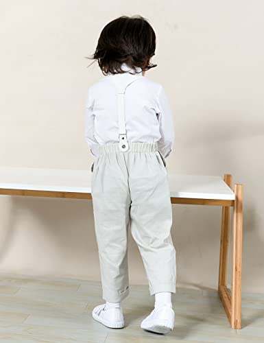 mintgreen Trajes para Niños de Boda, Bebé Bautizo Formal Smoking Manga Larga Ropa, Gris Blanco, 12-18 Meses