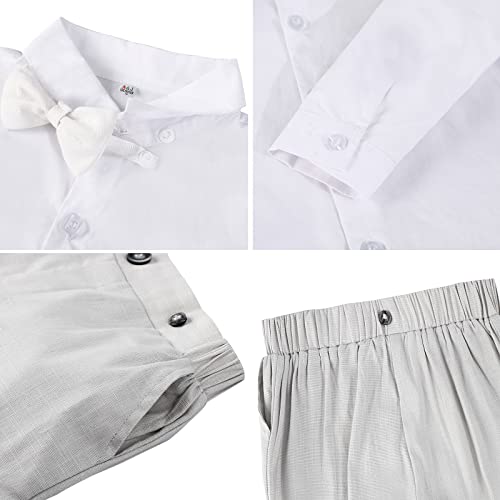mintgreen Trajes para Niños de Boda, Bebé Bautizo Formal Smoking Manga Larga Ropa, Gris Blanco, 12-18 Meses