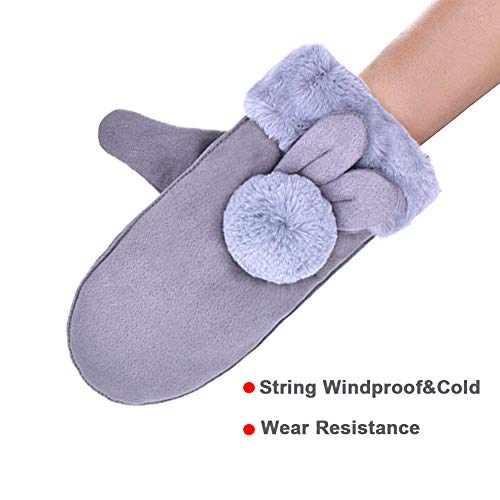 Miotlsy Guantes De Invierno De Señora Calidez de Ante con Guantes Gruesos De Piel Gruesa, Prueba De Viento Al Aire Libre para Esquiar Andar En Bicicleta Acampar Caminar Navidad Regalo de año Nuevo