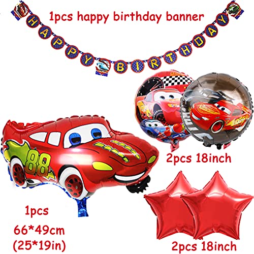 Miotlsy Set de Decoraciones de Fiesta de cumpleaños de Race Car Banner, Globos de Aluminio para Auto ,Niños Suministros de Fiesta de cumpleaños de Racing