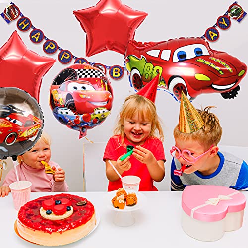 Miotlsy Set de Decoraciones de Fiesta de cumpleaños de Race Car Banner, Globos de Aluminio para Auto ,Niños Suministros de Fiesta de cumpleaños de Racing