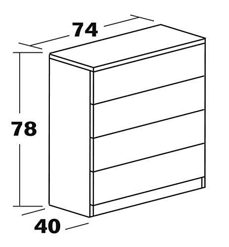 Miroytengo Comoda 4 cajones Teb habitacion Juvenil Dormitorio Infantil Matrimonio Blanco Estilo Moderno 78x74x40 cm