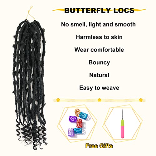 MISHAIR Extensiones de trenzas Negro Crochet Tejido Extensiones de cabello Trenzas marrones Mariposa Locs Crochet Hair Long Afro Peluca Pelo sintético ondulado para trenzas Mujeres Boda 18"
