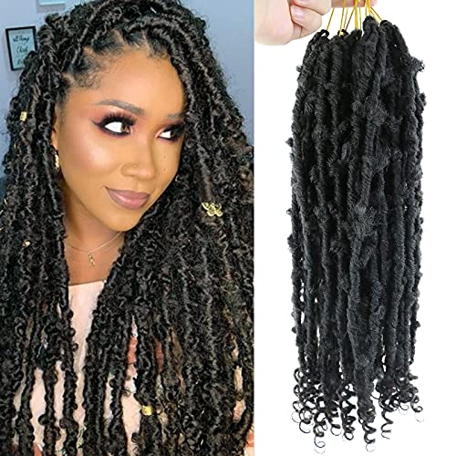MISHAIR Extensiones de trenzas Negro Crochet Tejido Extensiones de cabello Trenzas marrones Mariposa Locs Crochet Hair Long Afro Peluca Pelo sintético ondulado para trenzas Mujeres Boda 18"