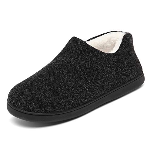 Mishansha Hombre Zapatillas Andar por Casa Al Aire Libre Zapatillas de Felpa Comodos Zapatillas para Andar Antideslizantes Pantuflas, Negro D 43