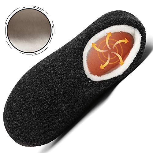 Mishansha Hombre Zapatillas Andar por Casa Al Aire Libre Zapatillas de Felpa Comodos Zapatillas para Andar Antideslizantes Pantuflas, Negro D 43