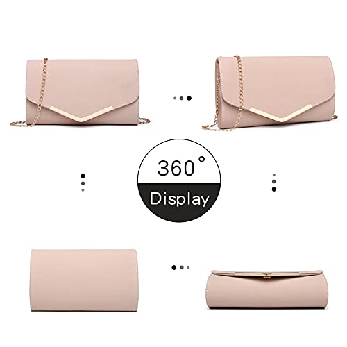Miss Lulu Bolsa de Cadena Mujer Elegante Clutch Carteras de Mano Bandolera Sintético Pequeñas Monedero (Rosa)