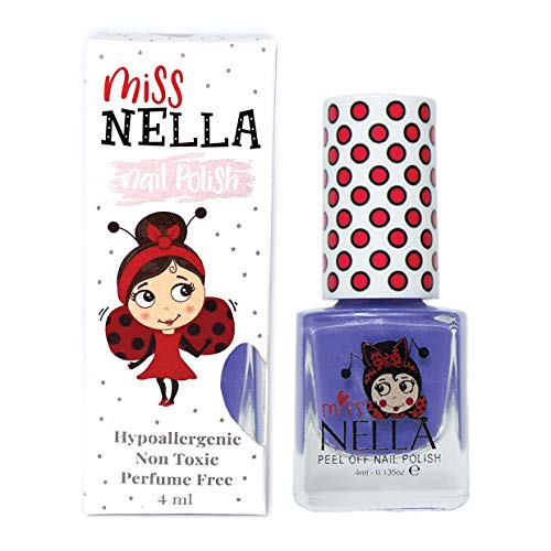 Miss Nella SWEET LAVENDER-Esmalte especial para uñas con brillos para niños, fórmula despegable, a base de agua y sin olor