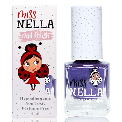 Miss Nella SWEET LAVENDER-Esmalte especial para uñas con brillos para niños, fórmula despegable, a base de agua y sin olor