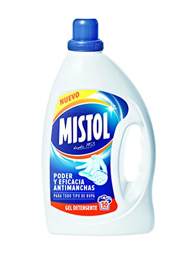 Mistol Gel Detergente líquido - Detergente Lavadora Líquido concentrado para todo tipo de ropa. Poder y eficacia antimanchas, 50 lavados (2,5L)