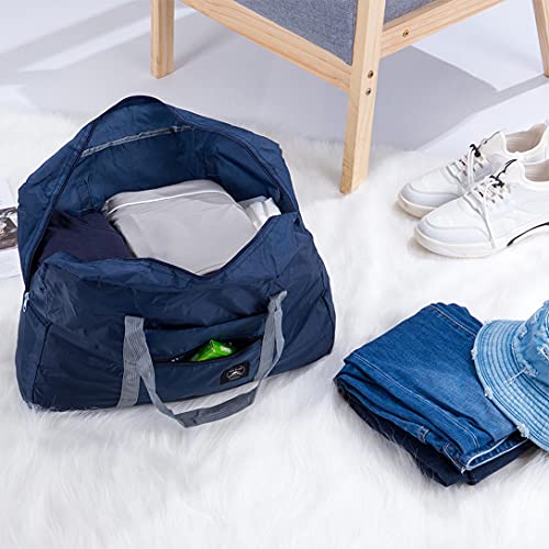 MISWAN 2PC Bolsa De Viaje Plegable 32L Bolsas Equipaje de Mano Bolsa Maternidad Bolsas De Deporte Fitness Bolsa Hospital Bolsa Viaje Ligera para Sport Shopping Weekender Noche De Vacaciones (Armada)