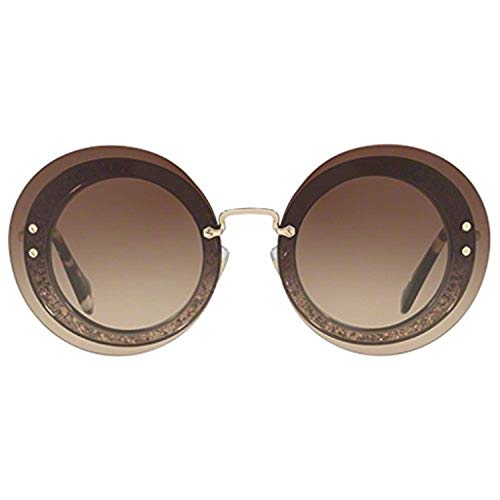 Miu Miu 0MU10RS UES6S1 64 Gafas de Sol, Gris (Transp Grey/Fabric SIL/Brown), Mujer