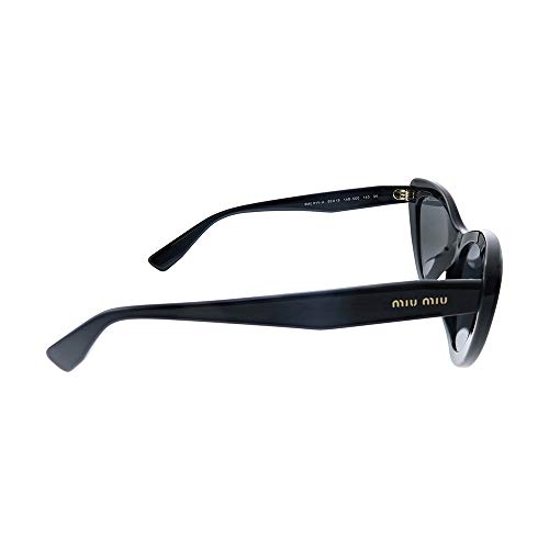 Miu Miu MU 01V 1AB5 Gafas de sol de plástico negro mariposa lente gris