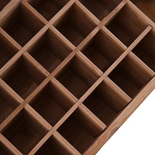 MKNZONE Caja de Aceite Esencial de Madera - 26 Ranuras de Exhibición Cosmética de Bambú Natural, Estante de Presentación Ideal para Perfume y Aceite Perfumado y Esmalte de Uñas