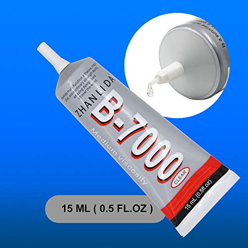 MMOBIEL B-7000 15ml Pegamento/adhesivo industrial multifuncional de alto desempeño semi fluido y transparente Incl. Puntas de precision para un trabajo limpio