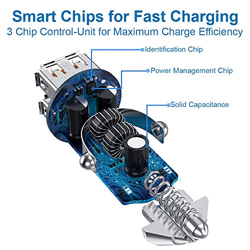 MMOBIEL Carga rápida 3.0 Cargador de Coche Doble Puerto USB Adaptador para el mechero (5V/4.8A/30W) Compatible iPhone 12/11/X, Samsung 20/10, Xiaomi, Huawei, OPPO, OnePlus, Sony etc. (Negro)