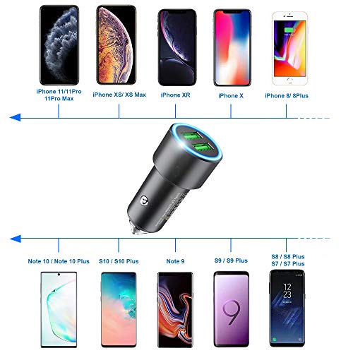 MMOBIEL Carga rápida 3.0 Cargador de Coche Doble Puerto USB Adaptador para el mechero (5V/4.8A/30W) Compatible iPhone 12/11/X, Samsung 20/10, Xiaomi, Huawei, OPPO, OnePlus, Sony etc. (Negro)