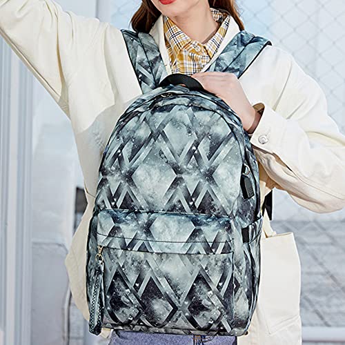 Mochila de Arco Iris para Niñas, Mochila Escolar Niñas Mochila Arcoiris Chica Mochila Niño Mochilas Infantiles Rainbow Backpack Mujeres Sets de Bolsa 3 en 1 para Estudiantes, Azul grisáceo