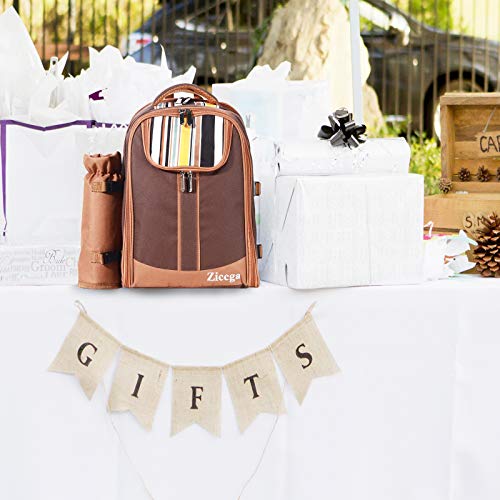 Mochila de picnic para 4 personas, bolsa de almacenamiento con manta de forro polar impermeable y cubiertos, regalo de Navidad para recién casados amantes de la señora (marrón-4)