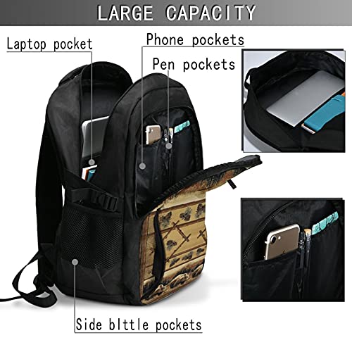 Mochilas para ordenador portátil con oso USB Predator Pine Tree Lodge Area Brown Mochila de viaje para colegio, escuela, negocios, bolsa de cuaderno negro