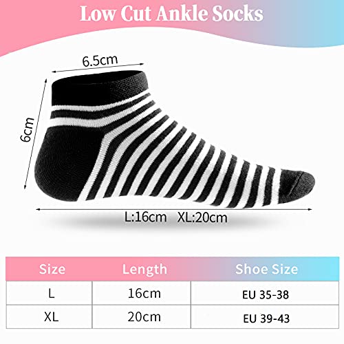 MOCOCITO 6/8/12 Pares Calcetines Cortos Hombre & Mujer | Calcetines Deporte | Calcetines Mujer Divertidos | Calcetines Invisibles Mujer | Talla:35-48 (12 Pares Multicolor | NEGRO, L)
